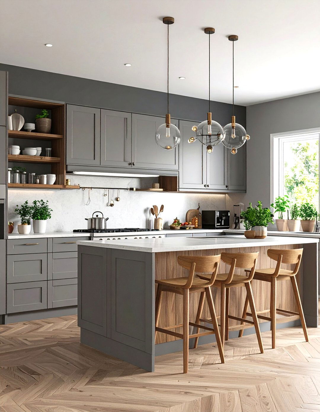 Mid Century Modern Grey Kitchen - 30 grey kitchen ideas