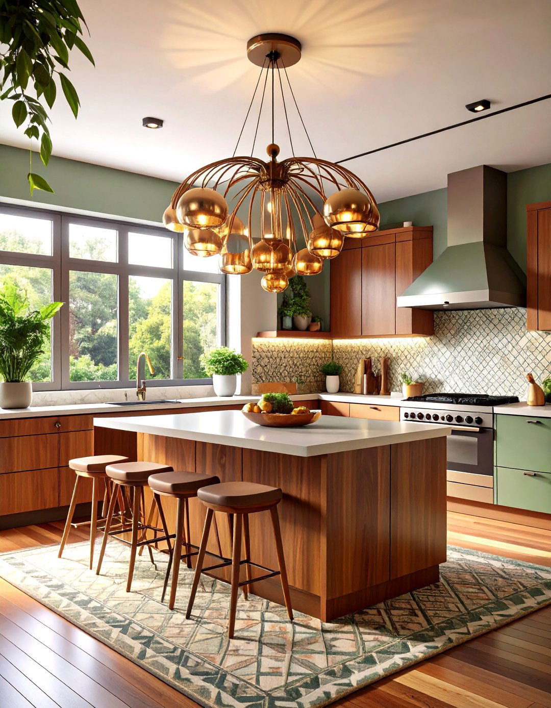 Mid Century Modern Kitchen with Sputnik Pendants - 30 kitchen island pendant lighting ideas