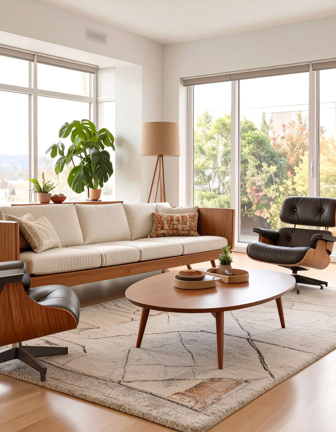 Mid Century Modern Lines - 30 how to design a living room with large furniture ideas