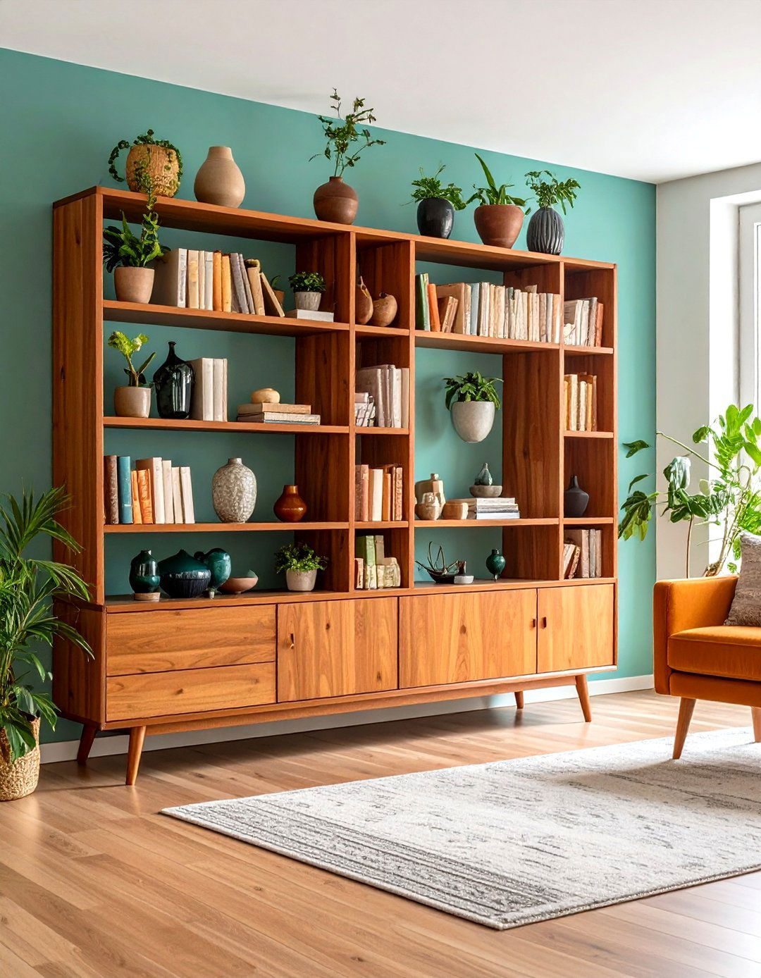 Mid Century Modern Living Room Bookcase - 30 living room bookshelf ideas