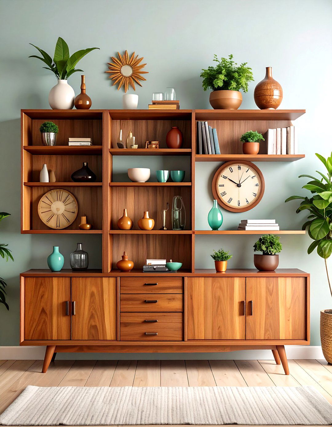 Mid Century Modern Living Room Wall Unit - 30 living room shelf ideas