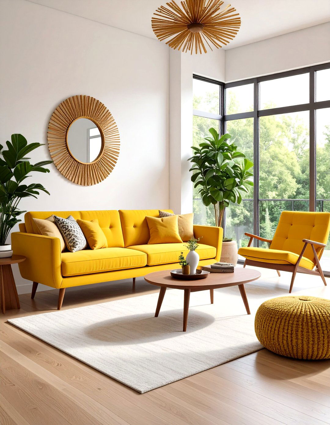 Mid Century Modern Lounge - 30 living room bay window ideas