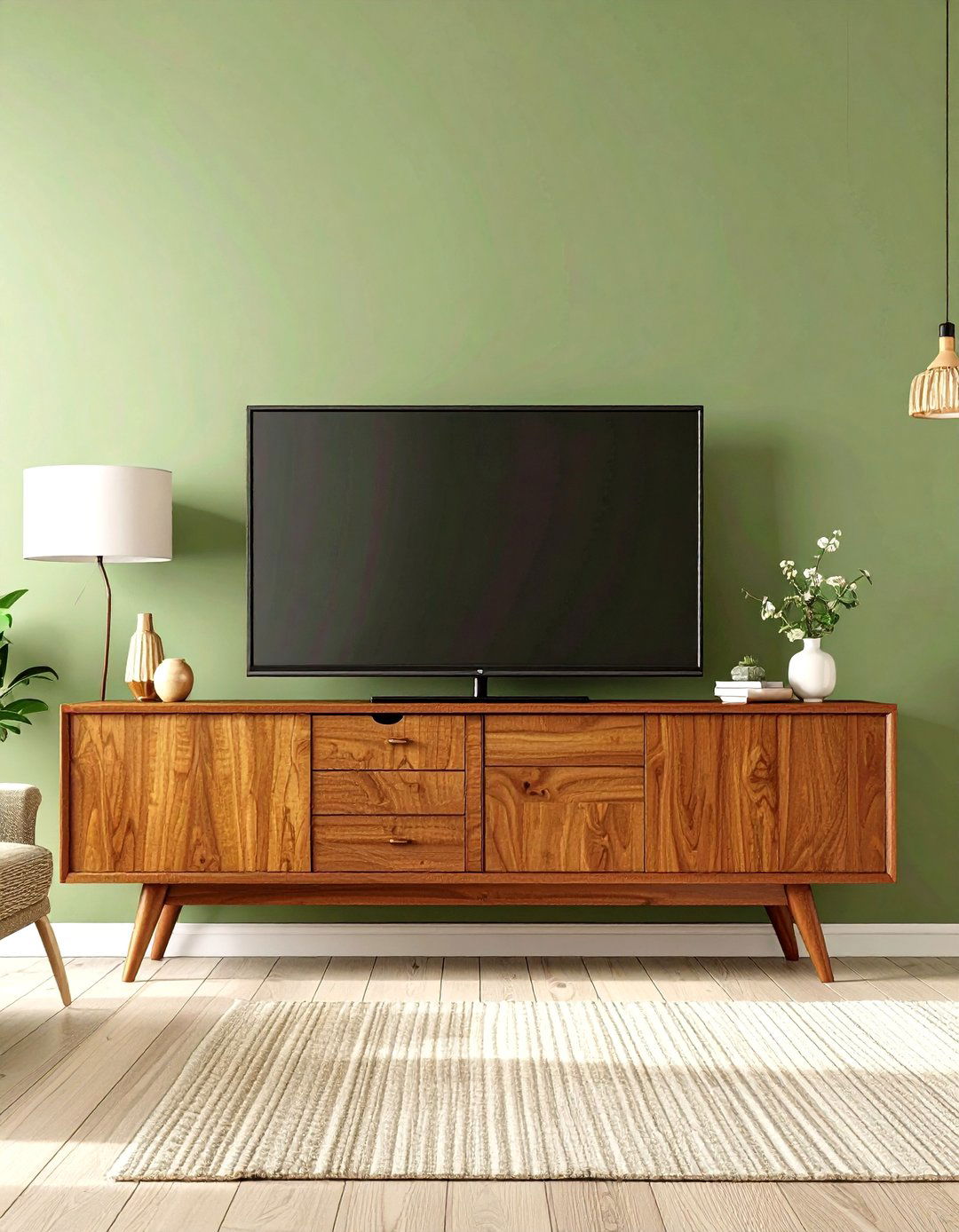Mid Century Modern Media Unit - 30 living room tv wall ideas