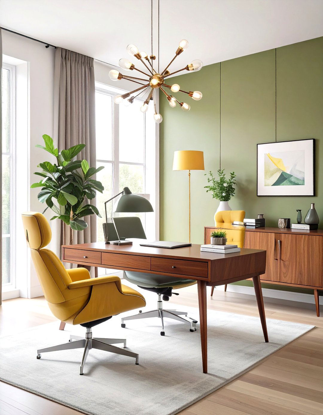 Mid Century Modern Office - 30 office decoration ideas for work