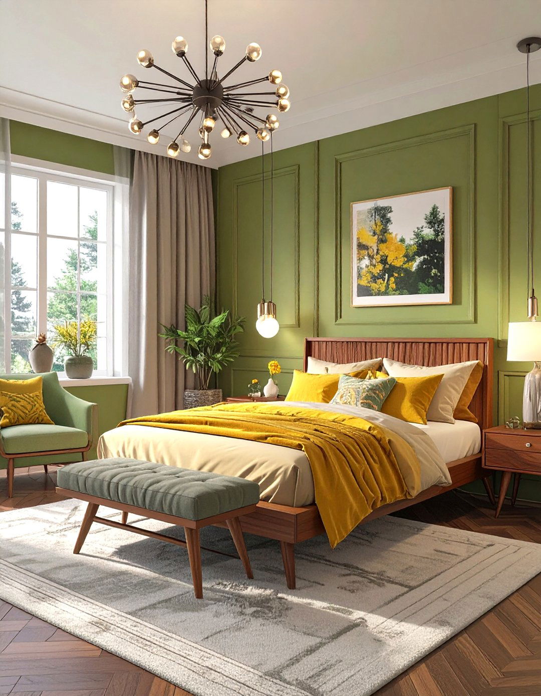 Mid Century Modern Olive Green Bedroom - 30 olive green bedroom ideas