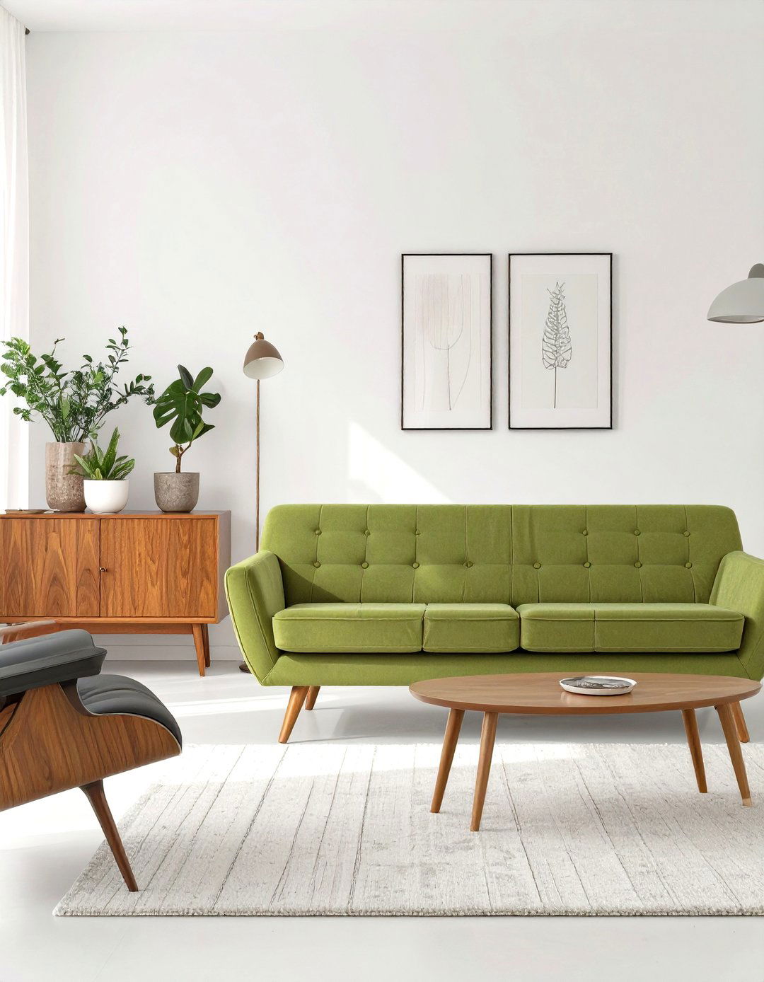 Mid Century Modern Olive Green Sofa Design - 30 olive green sofa living room ideas