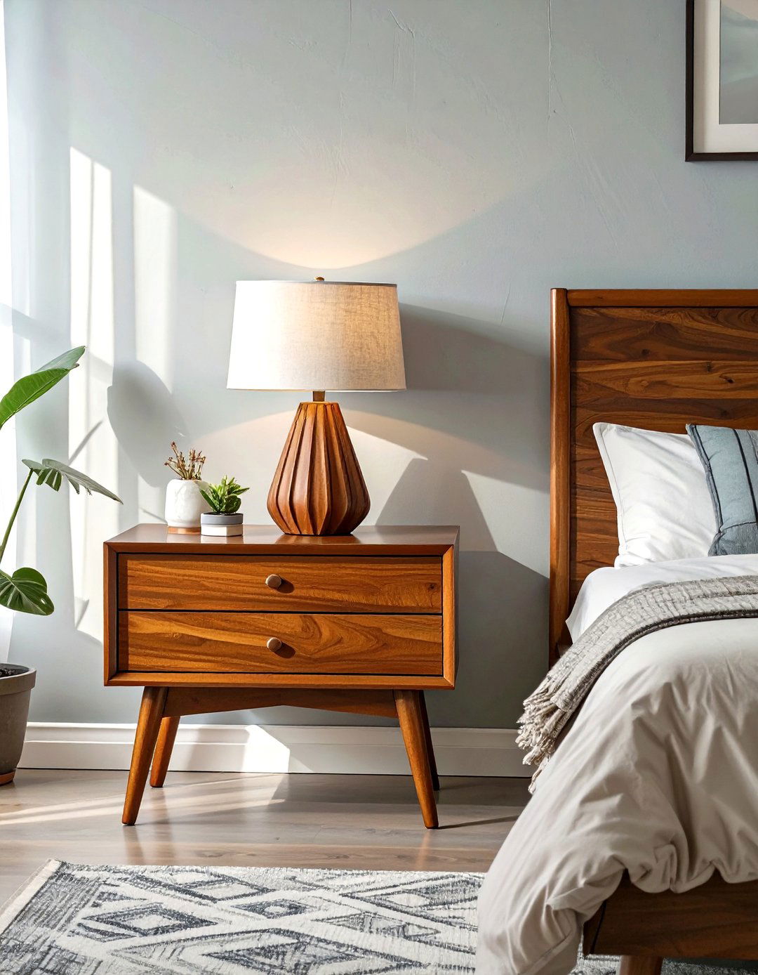 Mid Century Modern Tapered Leg Nightstands - 30 vintage bedroom ideas