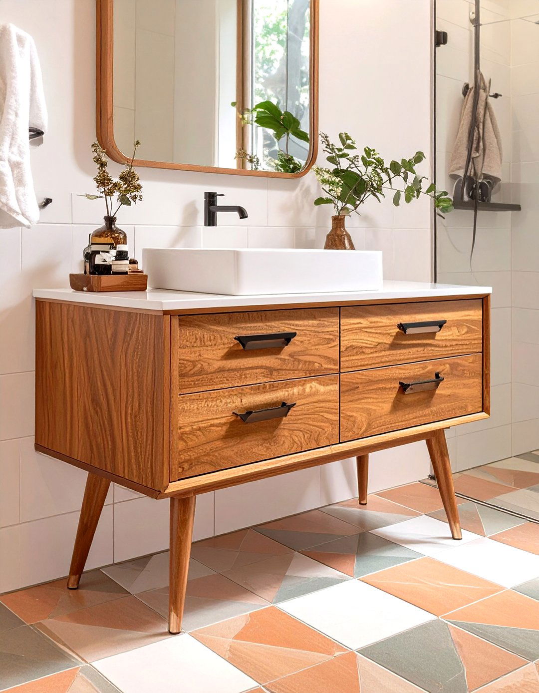 Mid Century Modern Vanity with Tapered Legs - 30 vanity ideas
