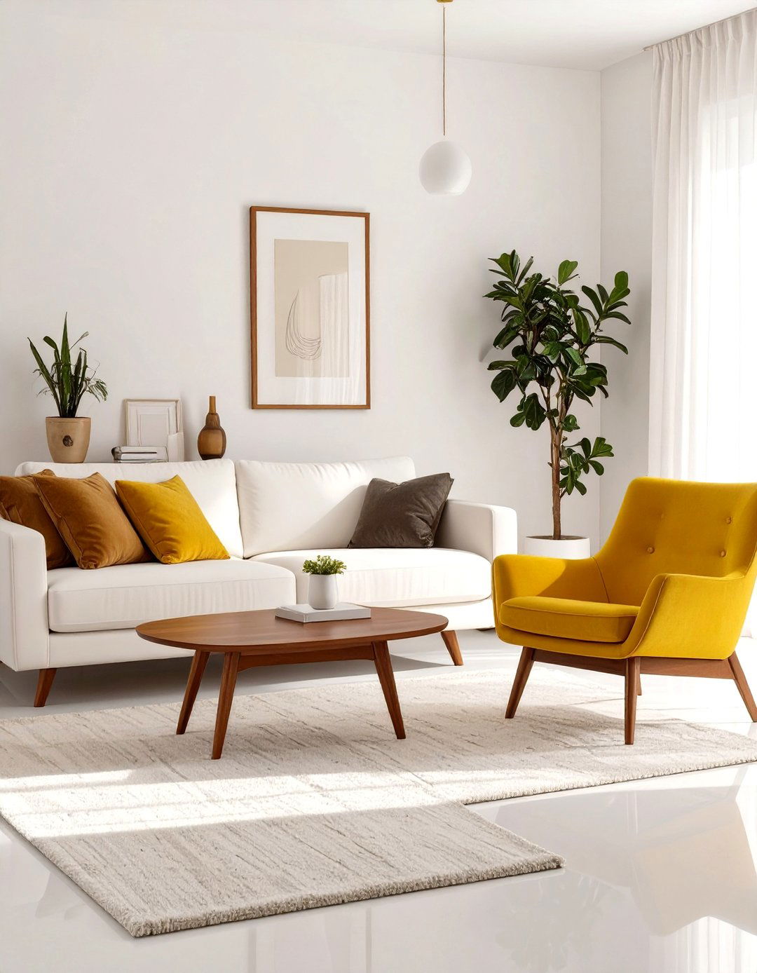 Mid Century Modern White Living Room - 30 white living room ideas