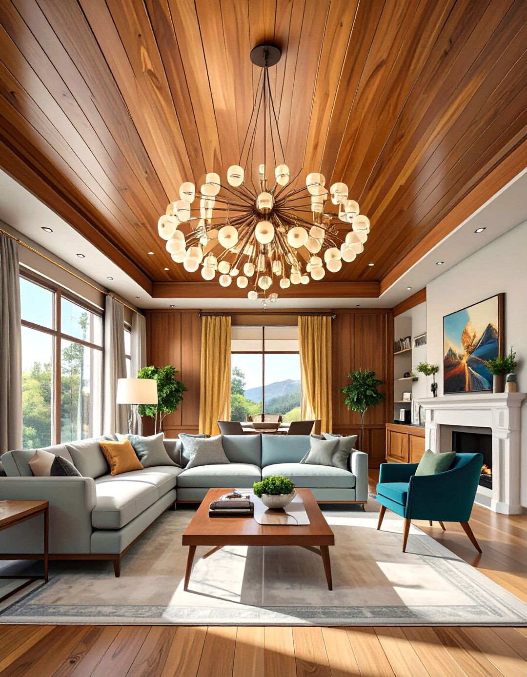Mid Century Modern Wood Paneling - 30 ceiling ideas for living room