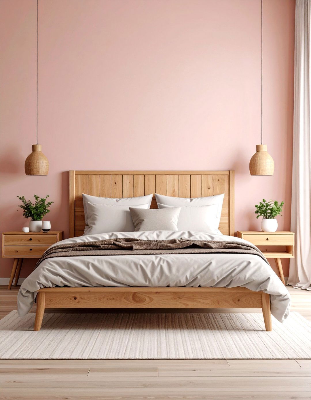Millennial Pink and Light Wood Furniture - 30 pink bedroom ideas for adults