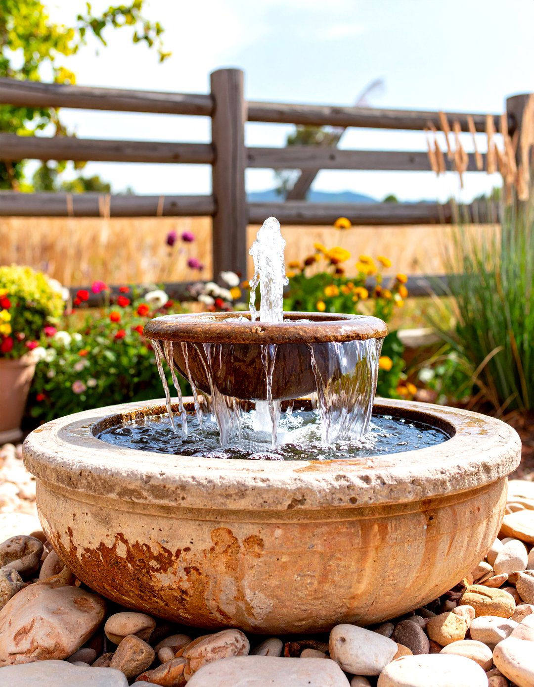 Millstone Outdoor Fountain - 30 outdoor fountain ideas