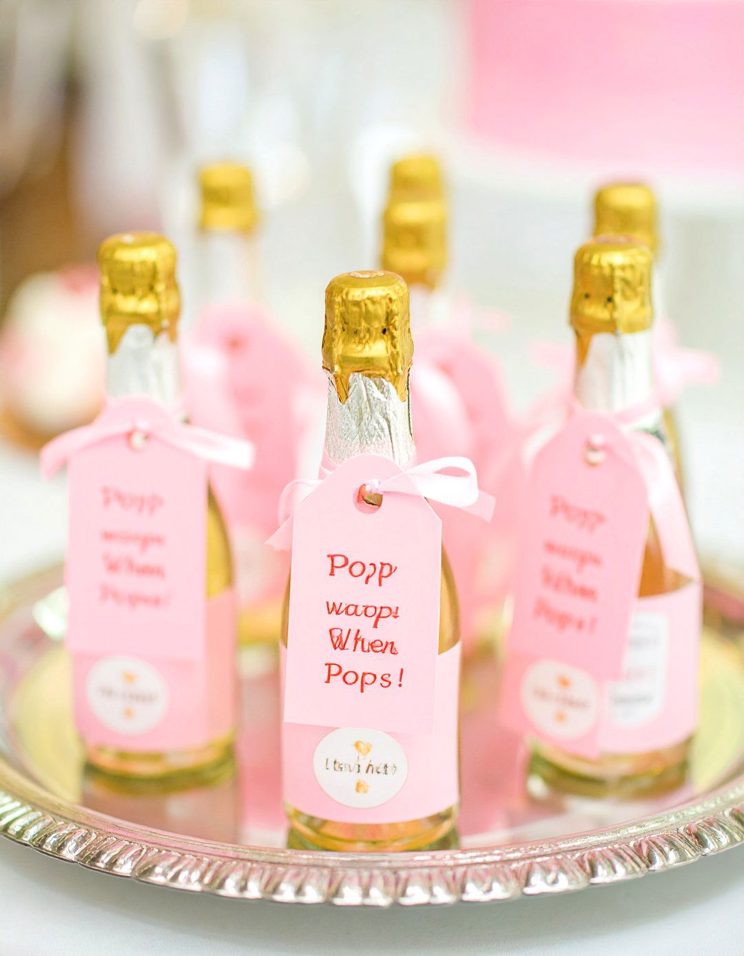 Mini Champagne Bottle Sprinkle Baby Shower Favors - 30 sprinkle baby shower ideas