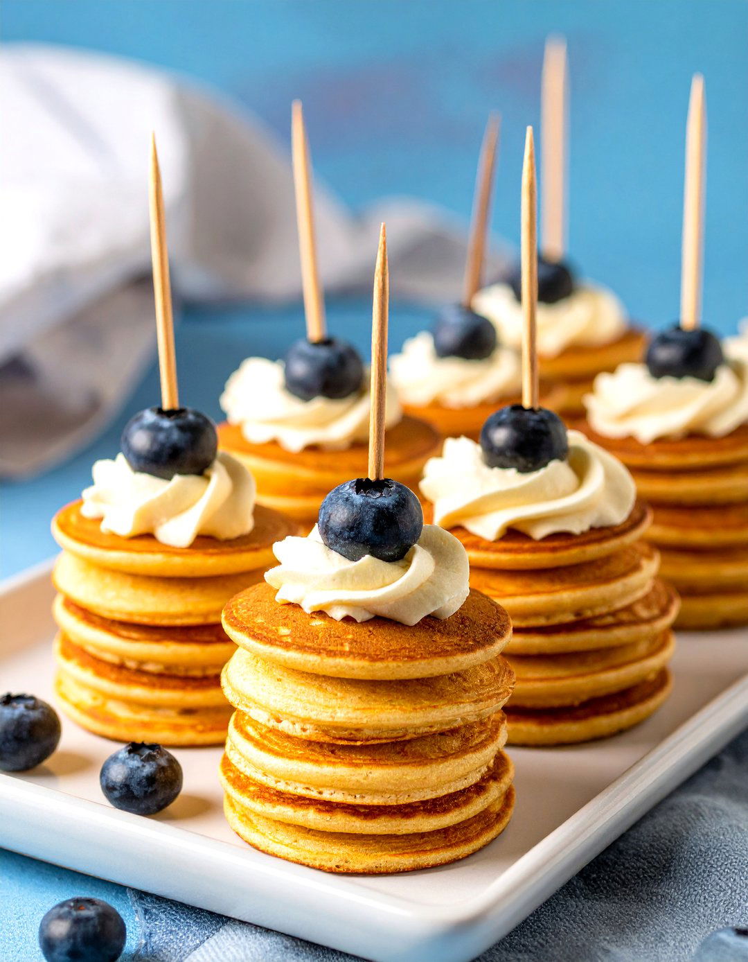 Mini Pancake Stacks - 30 cheap baby shower food ideas