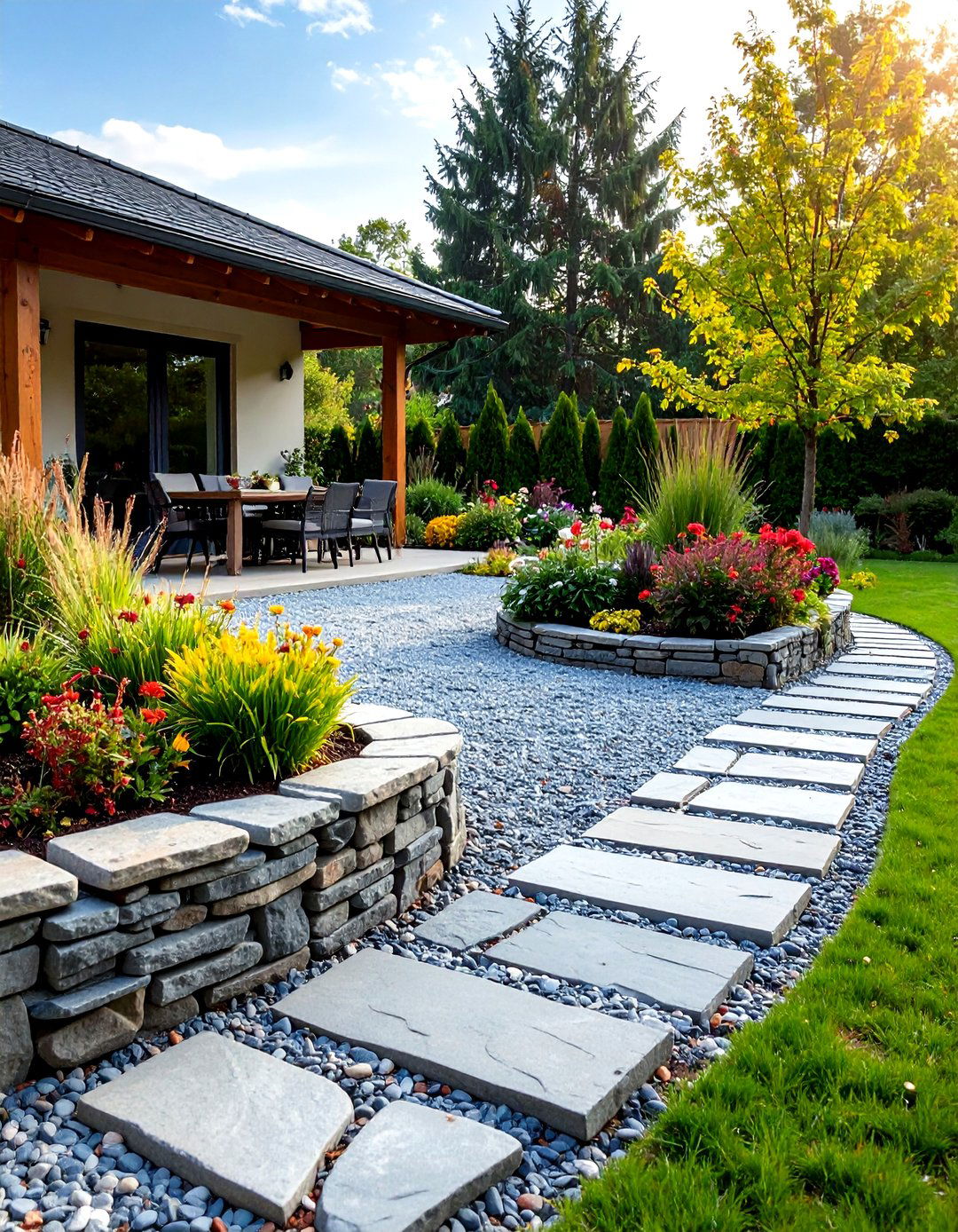 Miniature Dry Stack Wall Patio Border - 30 patio border ideas
