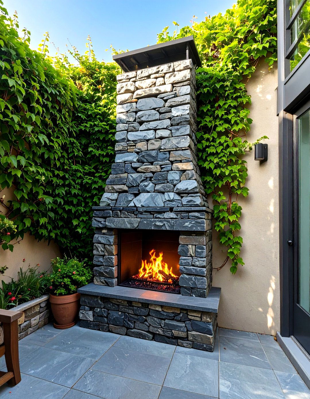Miniature Stone Tower Fireplace - 30 small outdoor fireplace ideas