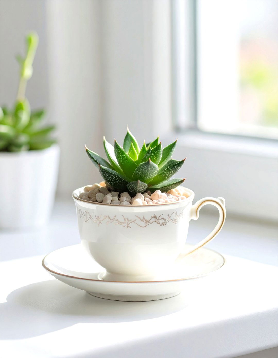 Miniature Teacup Succulent Garden - 30 succulent garden ideas