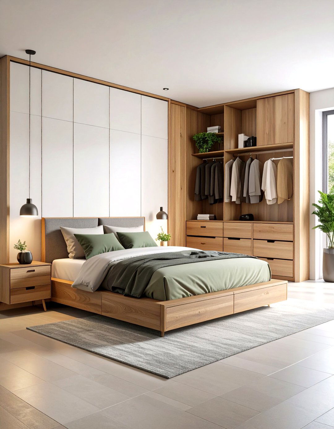 Minimalist Bedroom with Integrated Storage - 30 room interior design bedroom ideas
