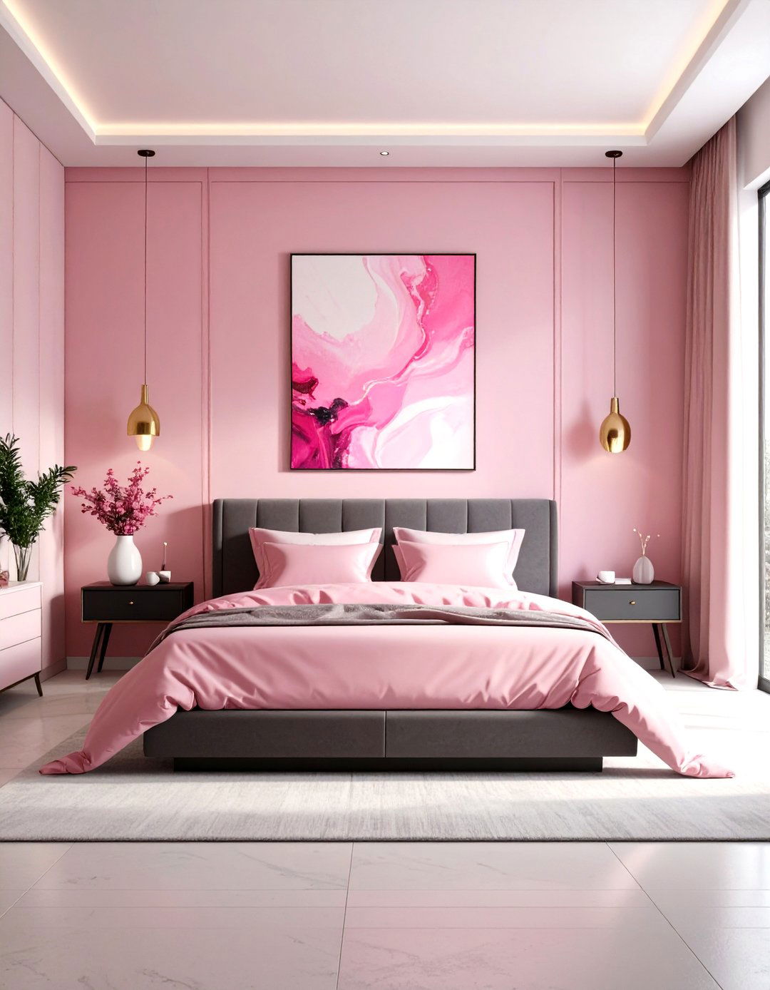 Minimalist Bedroom with a Touch of Pink - 30 pink bedroom ideas