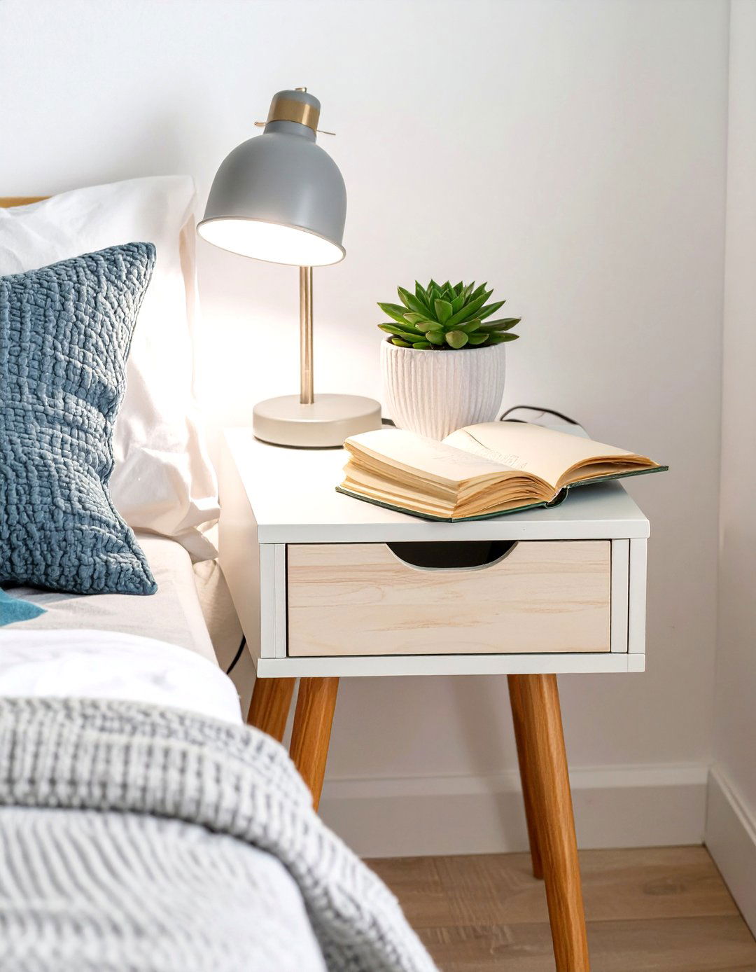 Minimalist Bedside Table Styling - 30 scandinavian bedroom ideas