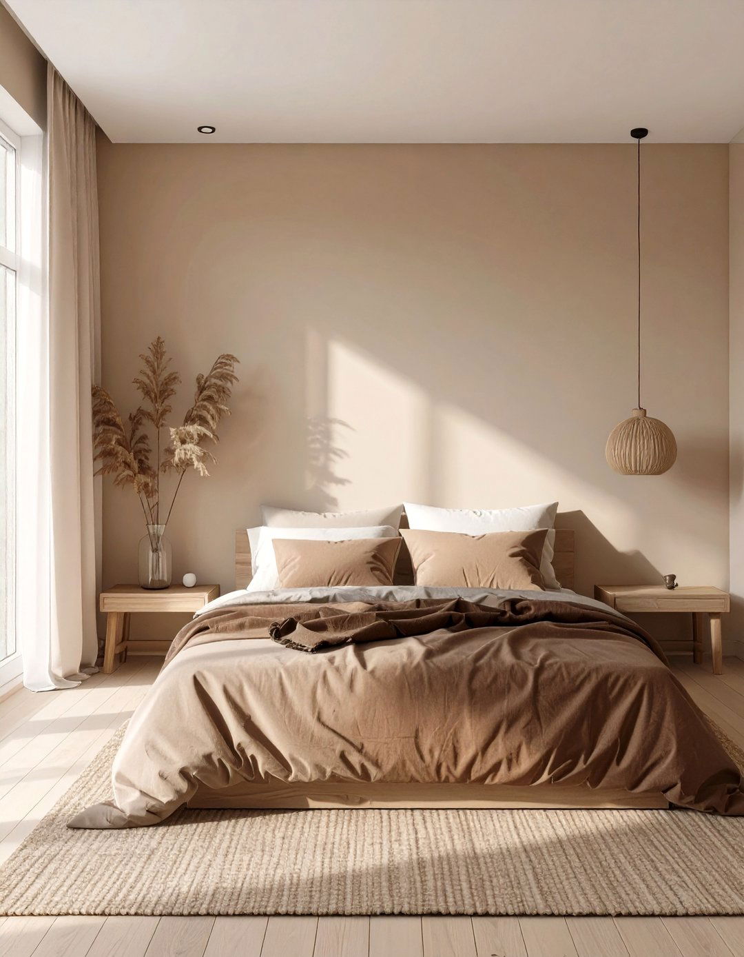 Minimalist Beige and Brown Bedroom - 30 brown bedroom ideas