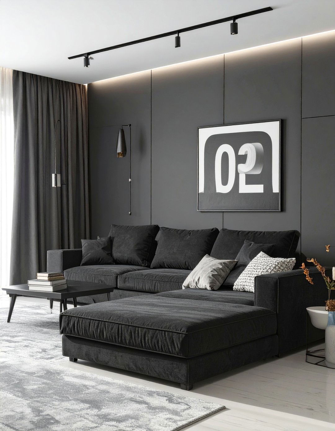 Minimalist Black Living Room Design - 30 black and grey living room ideas