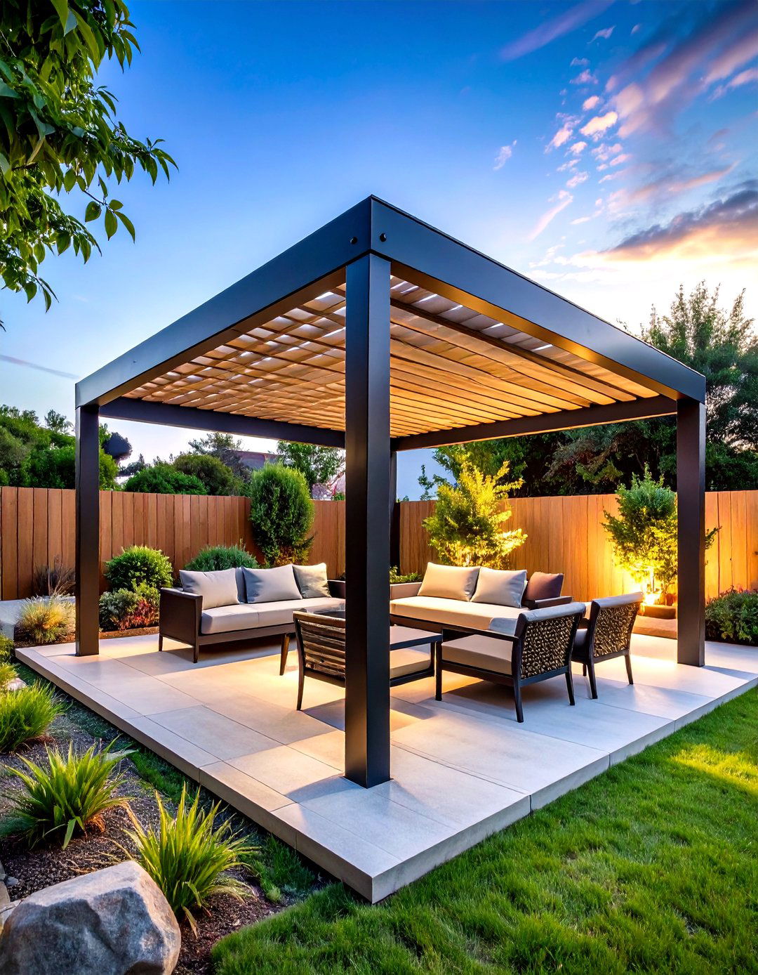 Minimalist Black Metal Pergola - 30 outdoor pergola ideas