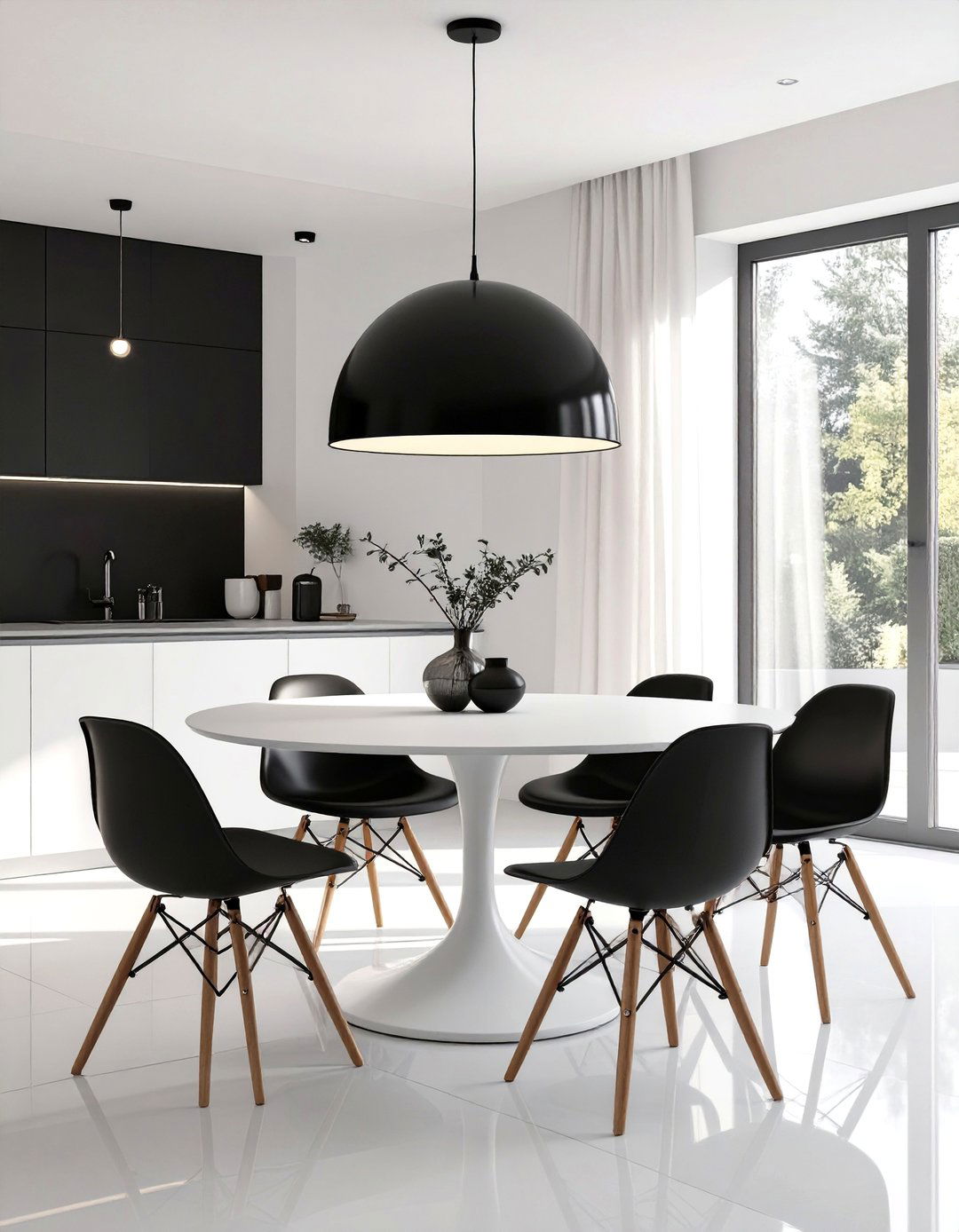 Minimalist Black and White Dining Area - 30 black and white interior design ideas