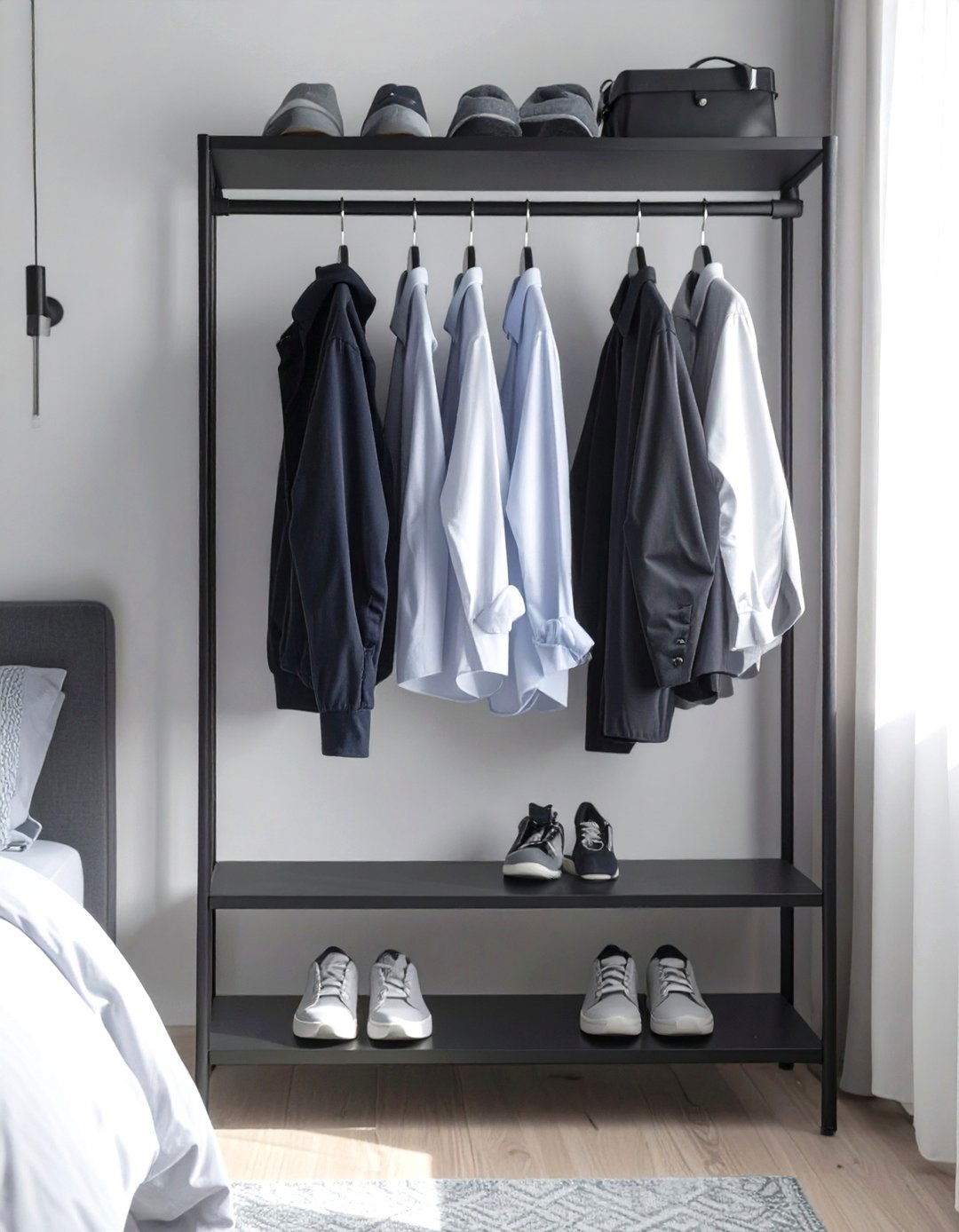 Minimalist Clothing Racks for Open Storage - 30 small bedroom furniture ideas