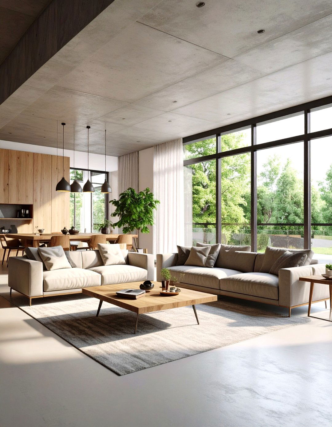 Minimalist Concrete Ceiling Finish - 30 living room ceiling ideas