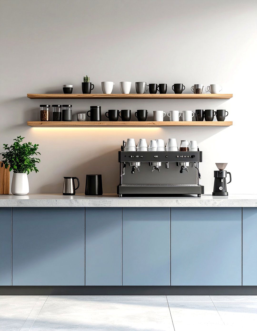 Minimalist Concrete Coffee Station - 30 kitchen coffee bar ideas