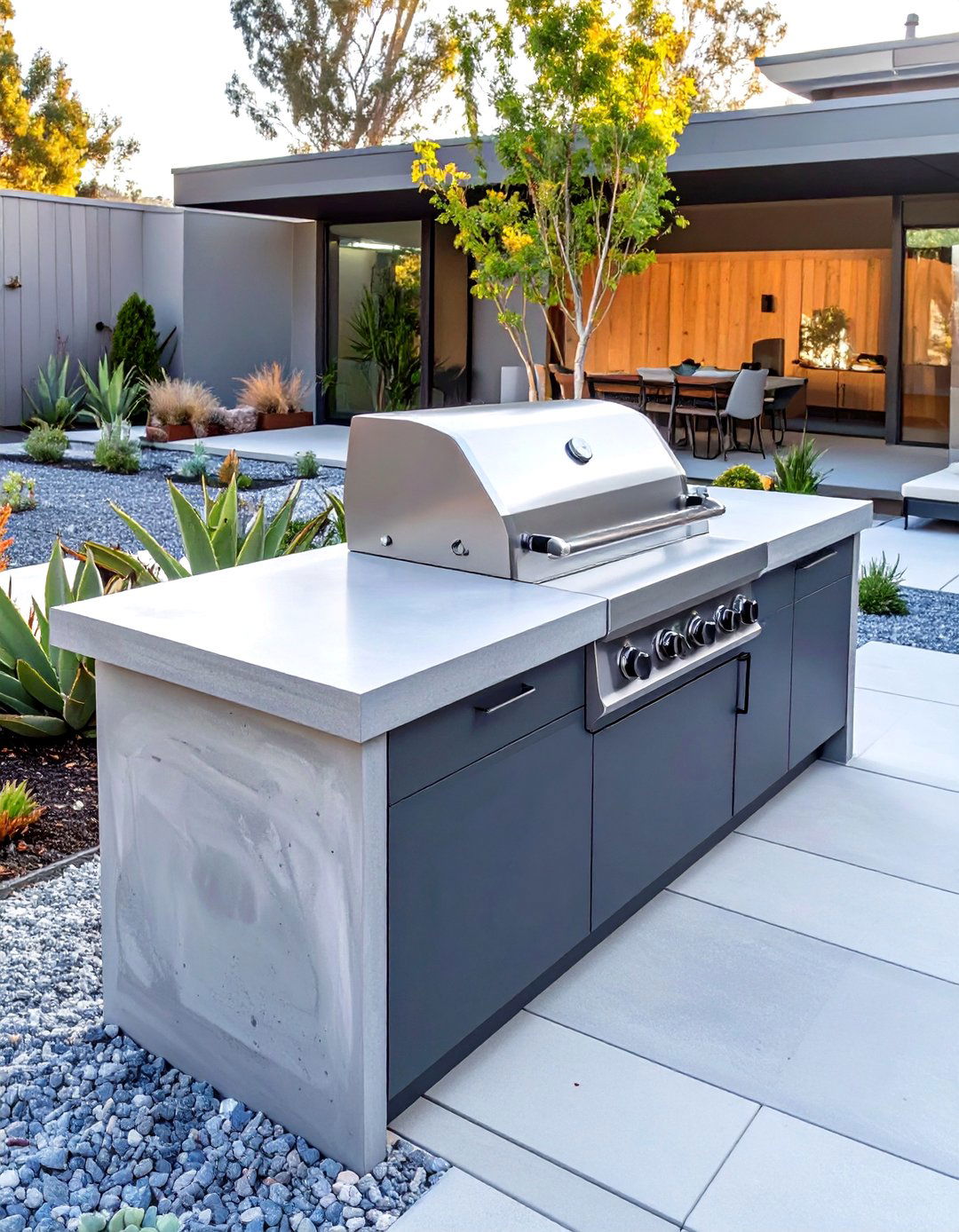 Minimalist Concrete Countertop BBQ Station - 30 outdoor bbq ideas
