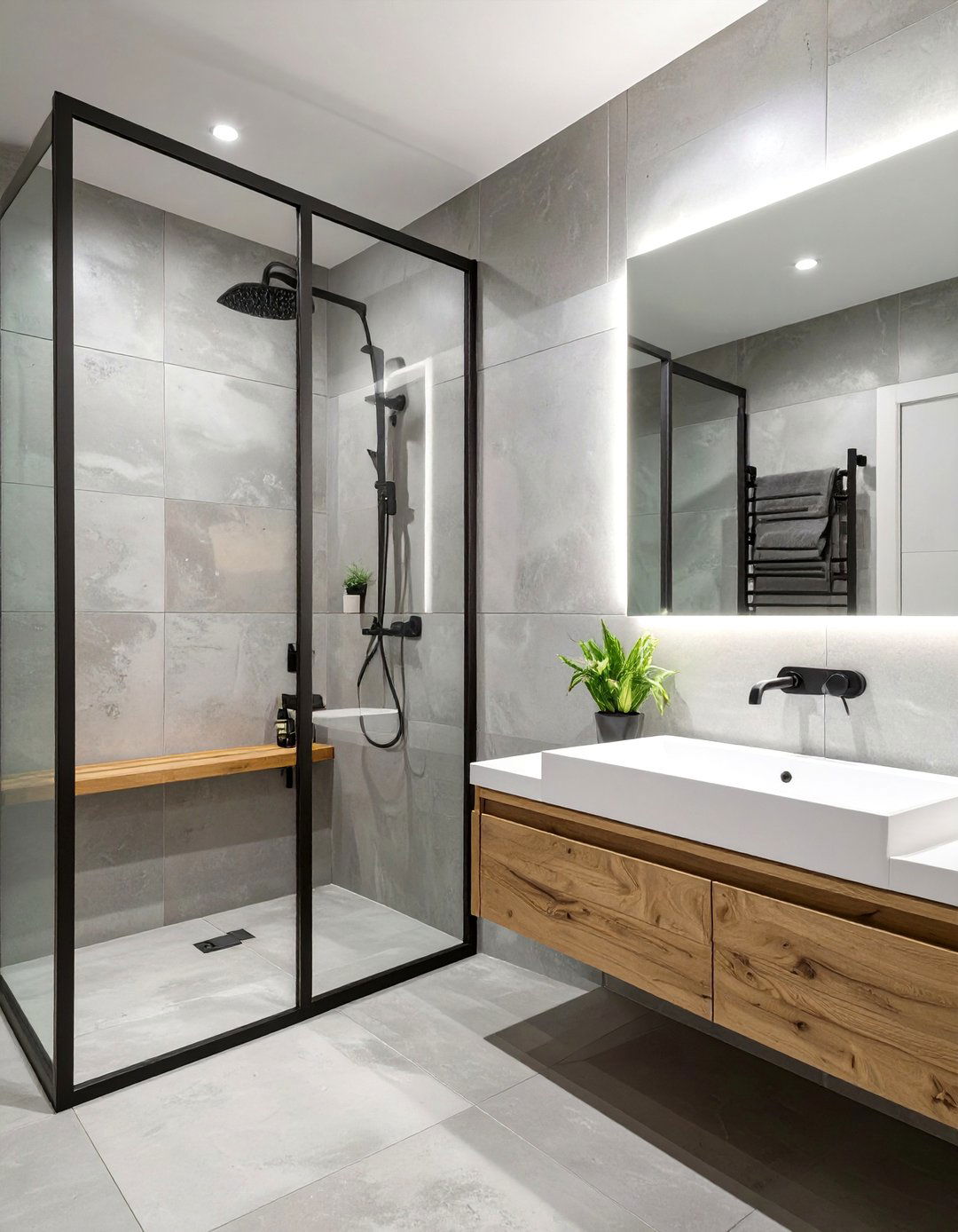 Minimalist Concrete Effect Bathroom Walls - 30 bathroom wall tile ideas