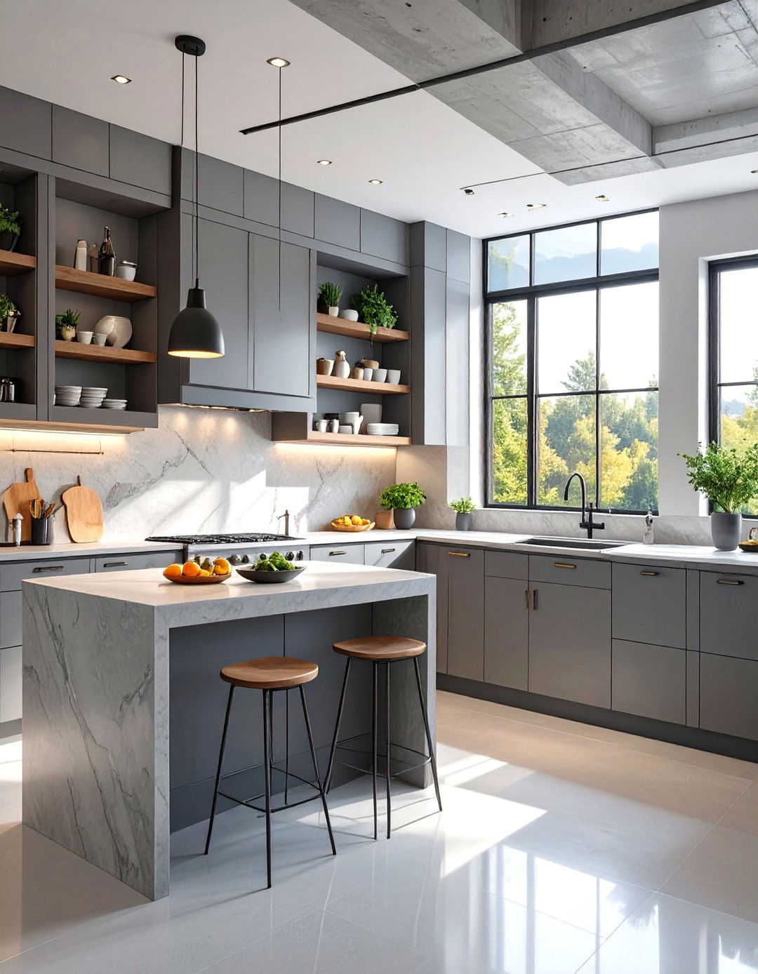 Minimalist Concrete Finish Kitchen Backsplash - 30 backsplash kitchen ideas
