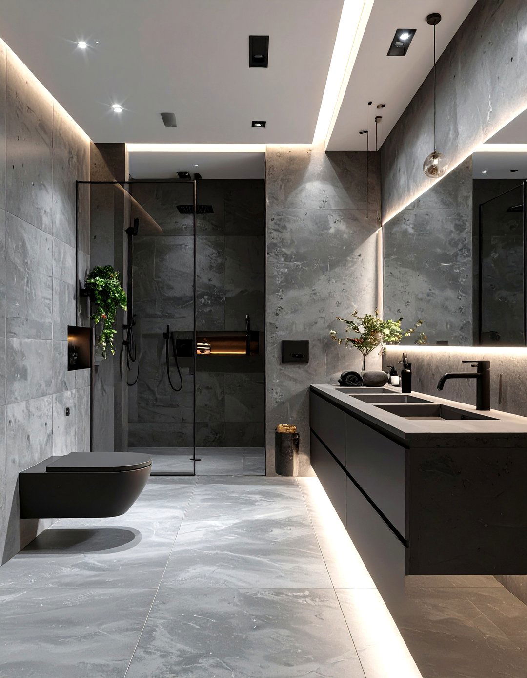 Minimalist Concrete Grey Bathroom - 30 grey bathroom ideas