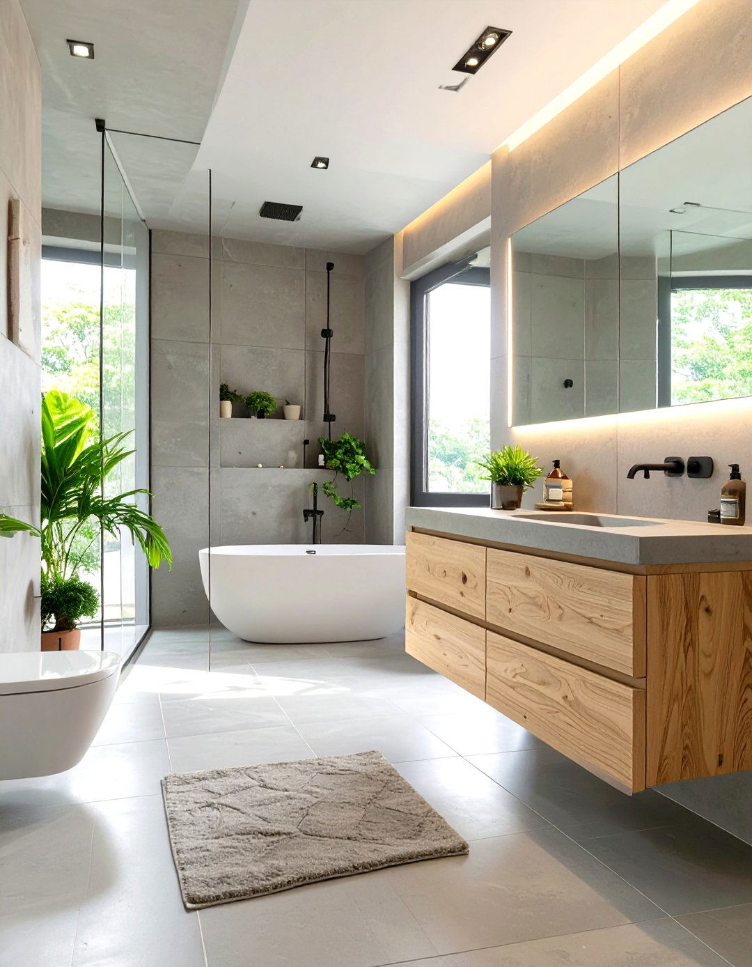 Minimalist Concrete Look Master Bathroom - 30 master bathroom tile ideas