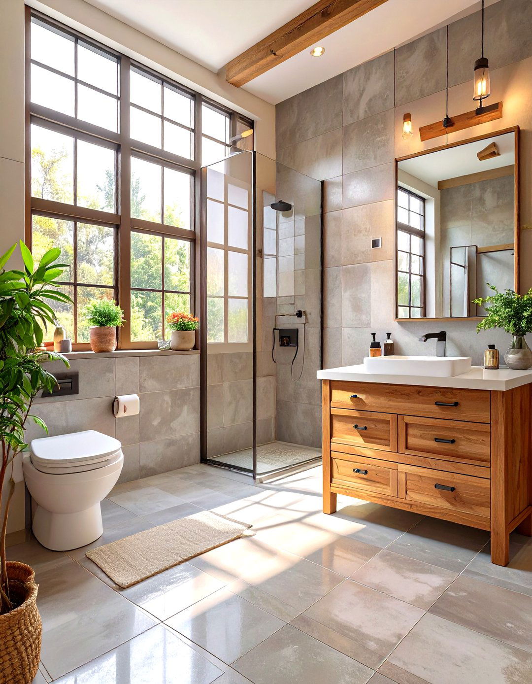 Minimalist Concrete Look Tiles - 30 small bathroom floor tile ideas