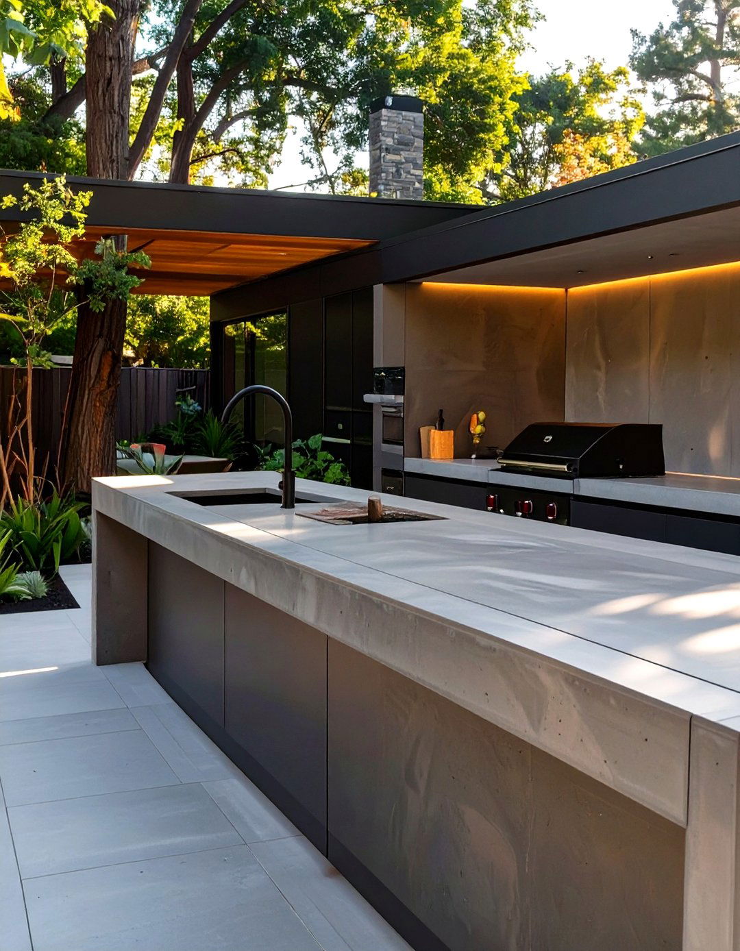 Minimalist Concrete Outdoor Kitchen - 30 outdoor kitchens ideas