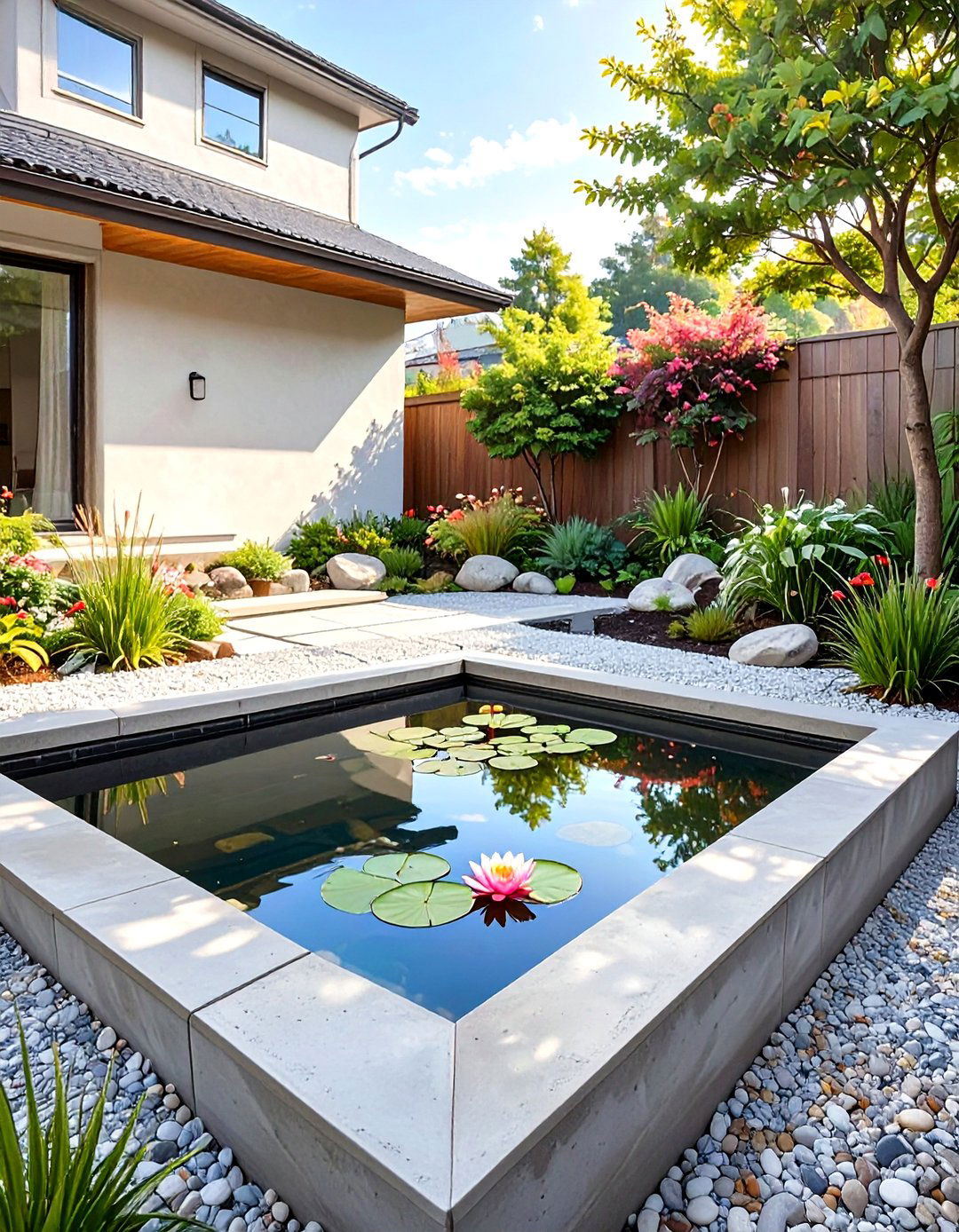 Minimalist Concrete Pond - 30 backyard pond ideas