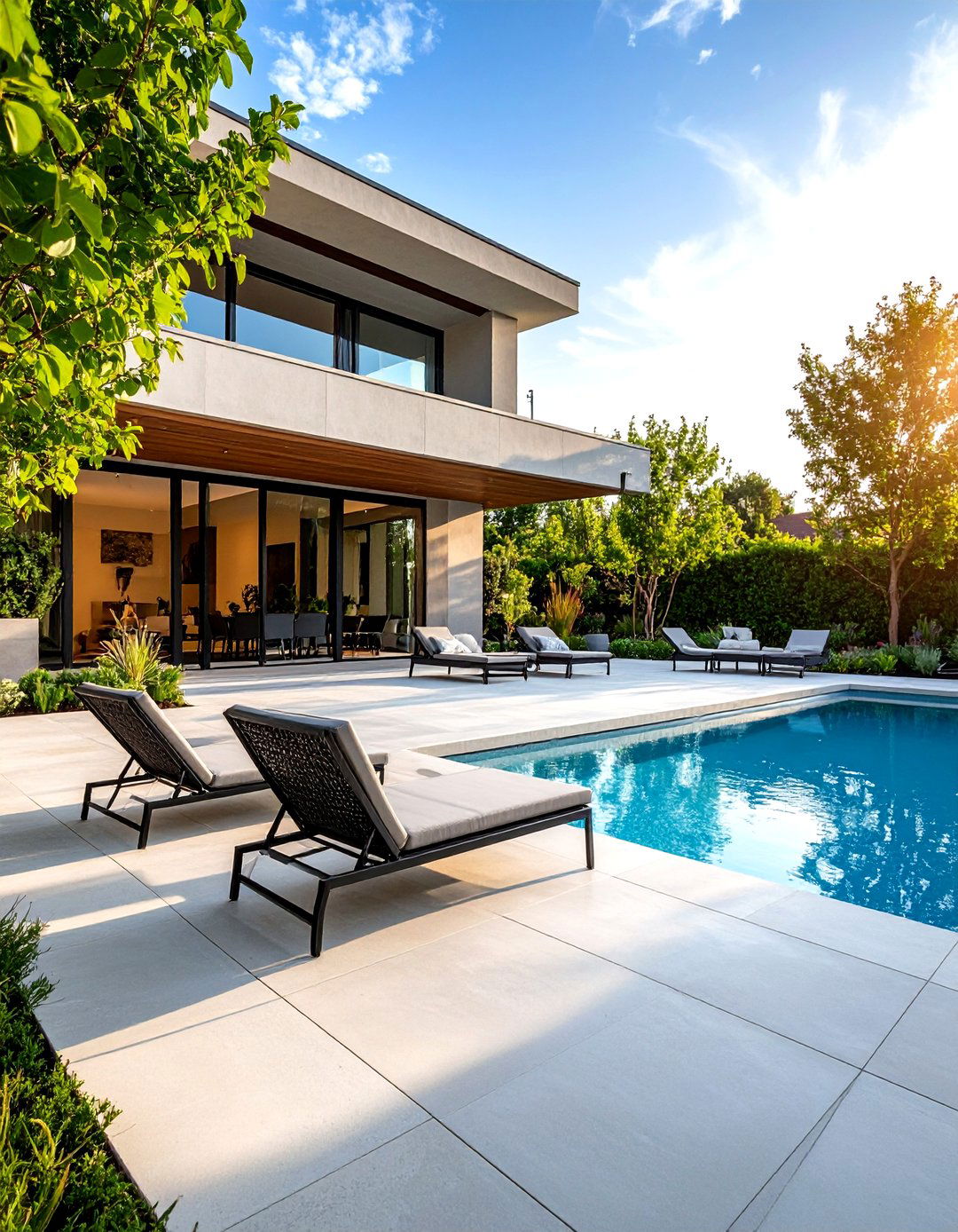 Minimalist Concrete Slab Pool Deck - 30 pool deck ideas