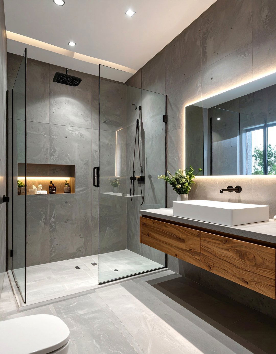 Minimalist Concrete and Glass Bathroom - 30 mens bathroom ideas