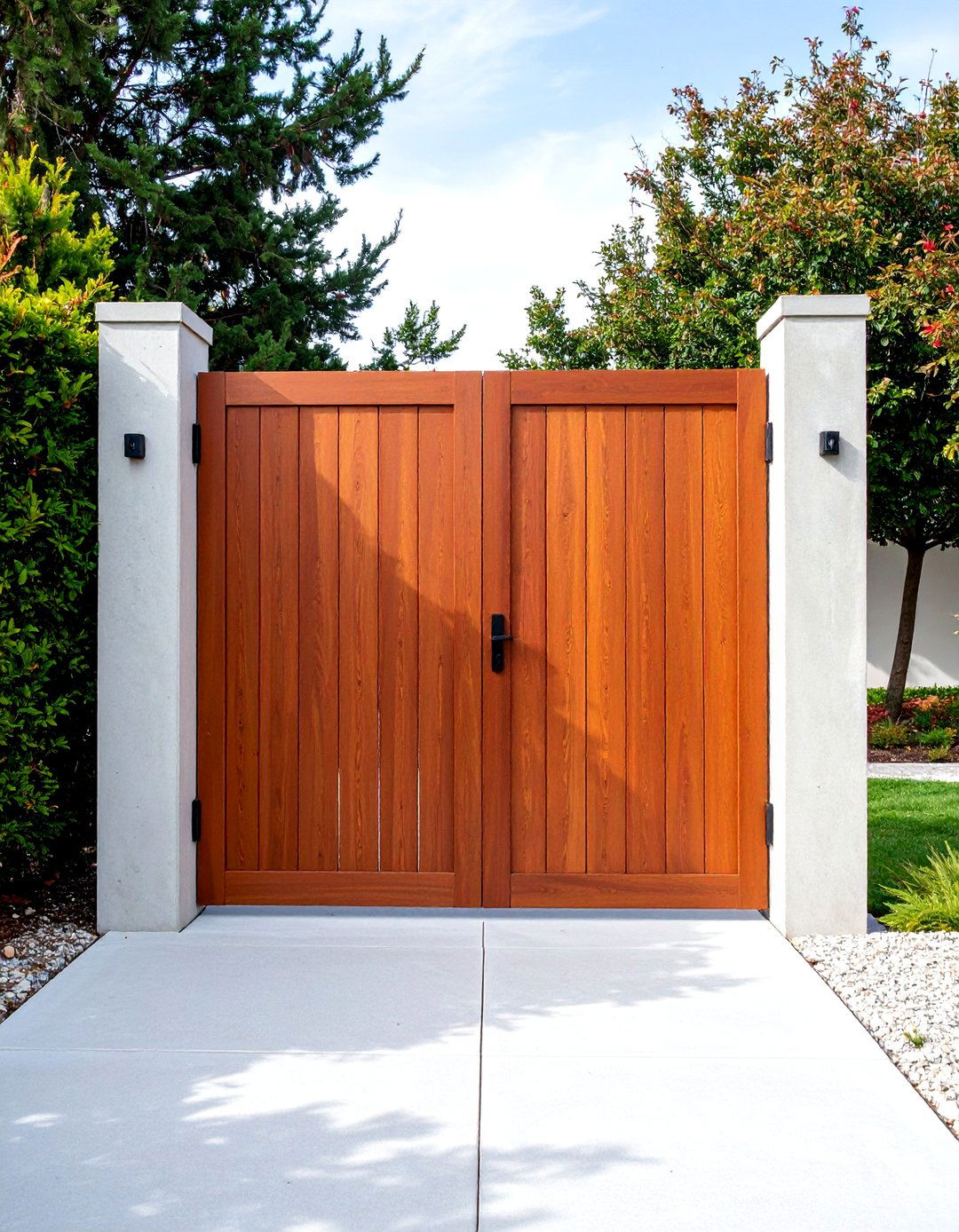 Minimalist Concrete and Wood Gate - 30 backyard gate ideas