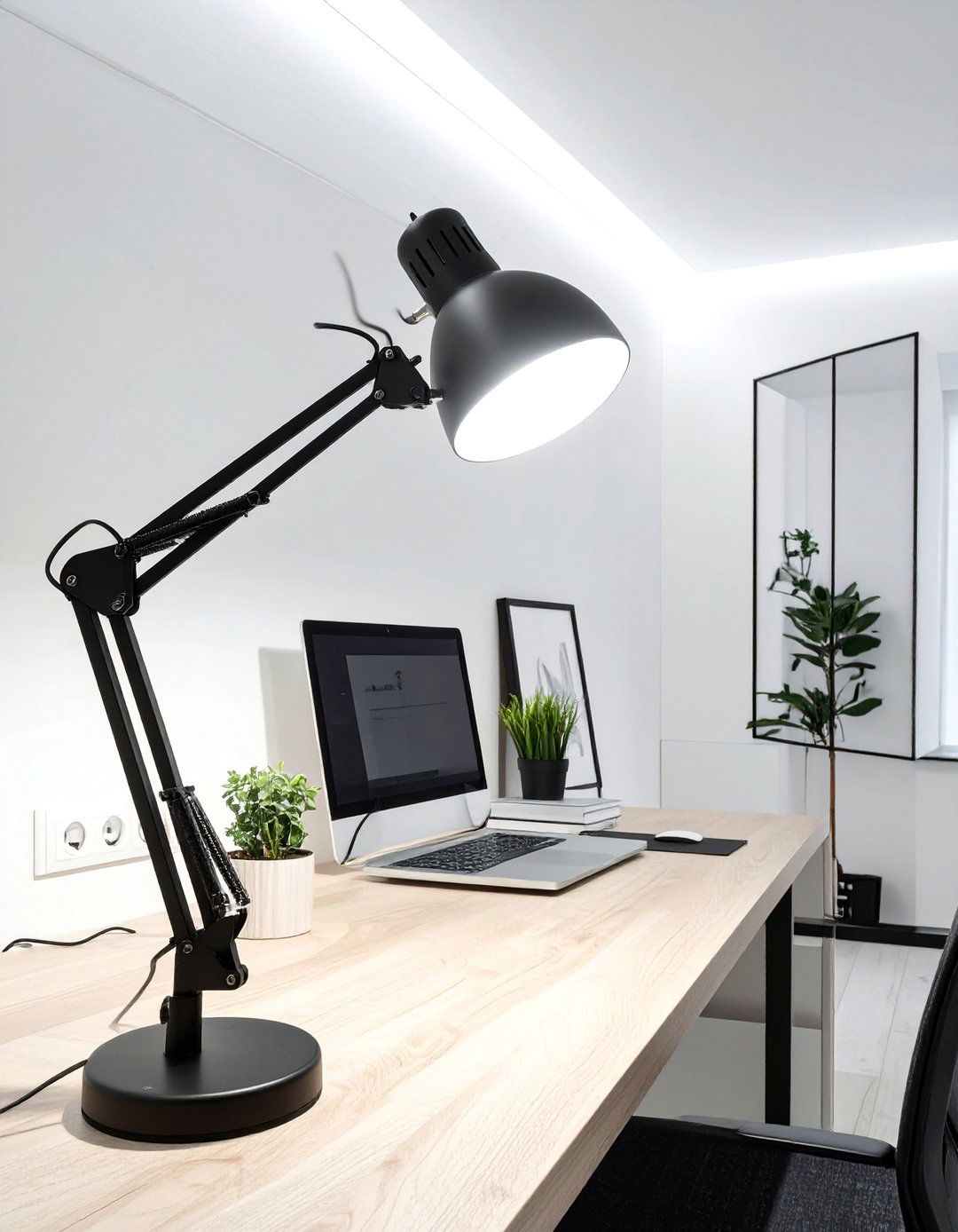 Minimalist Desk Lamp Integration - 30 home office lighting ideas
