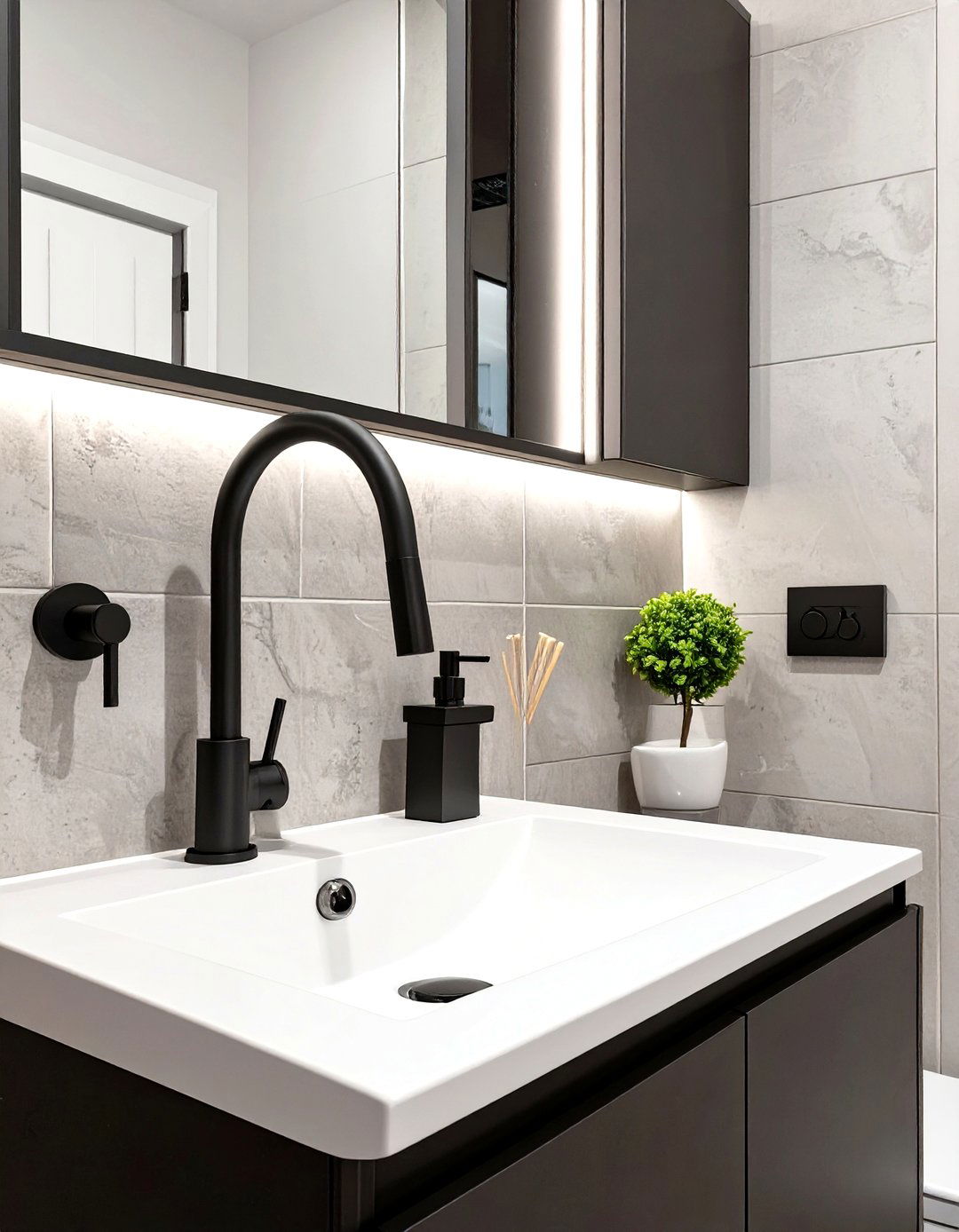 Minimalist Faucet and Hardware - 30 small basement bathroom ideas