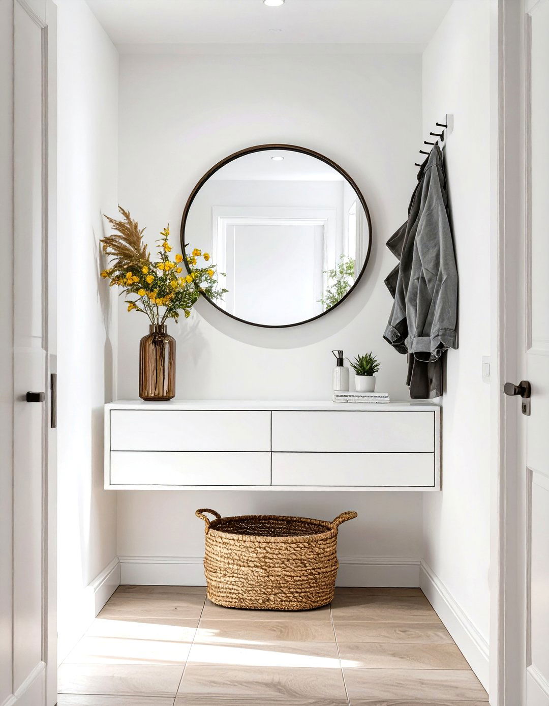 Minimalist Floating Console Hallway - 30 hallway storage ideas