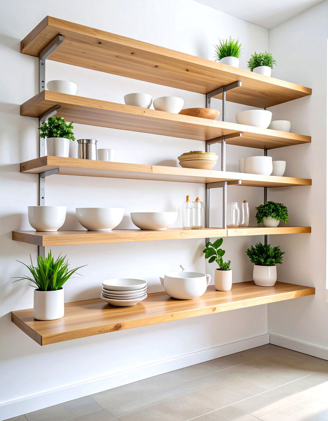 Minimalist Floating Kitchen Shelves - 30 kitchen shelving ideas