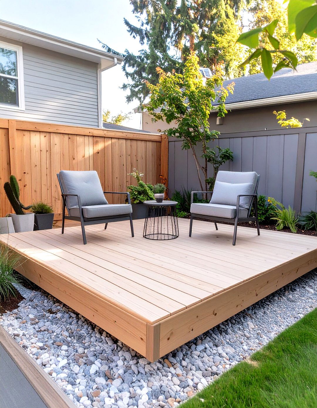 Minimalist Floating Platform Deck - 30 small backyard deck ideas