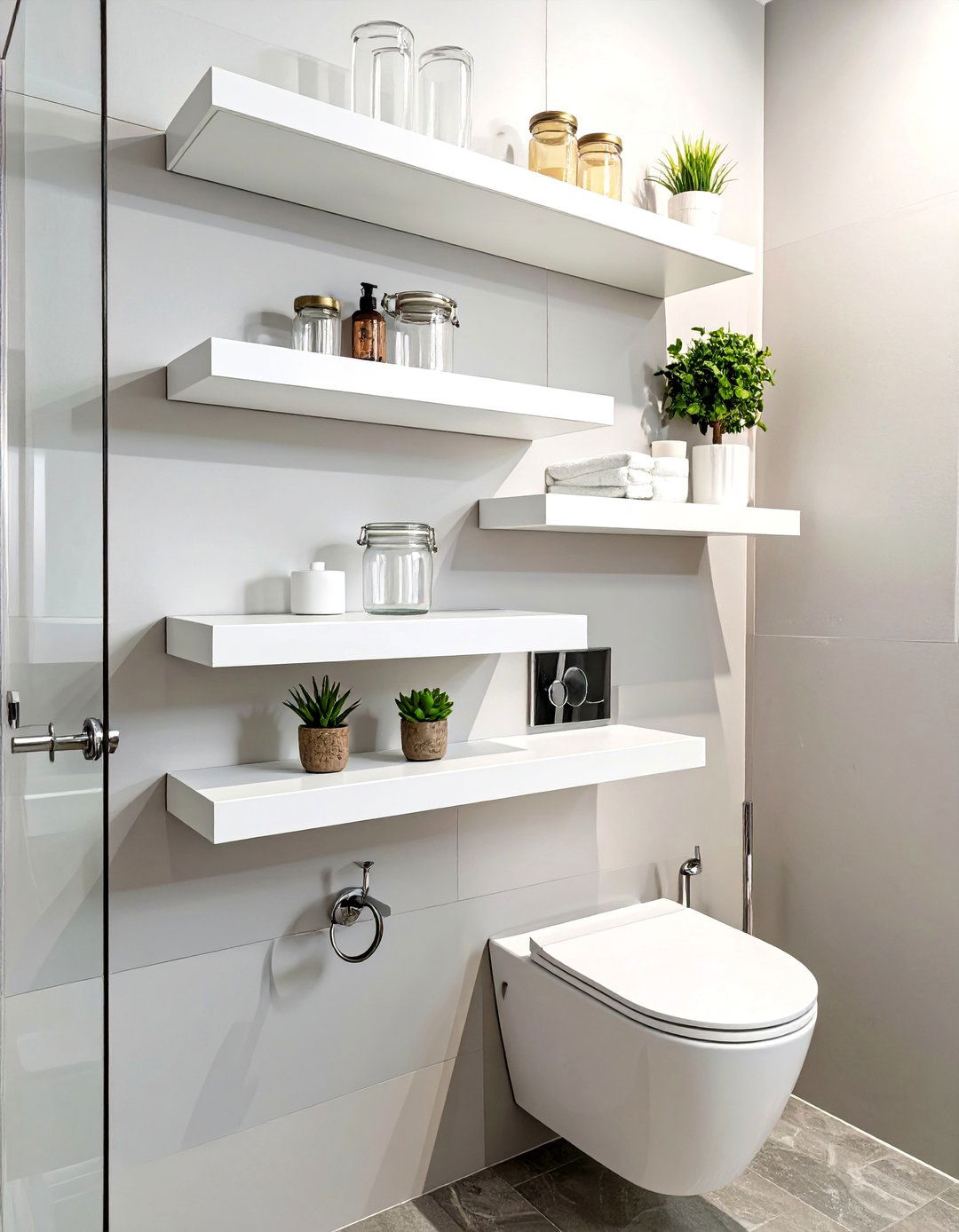 Minimalist Floating Shelves Bathroom - 30 bathroom organizer ideas