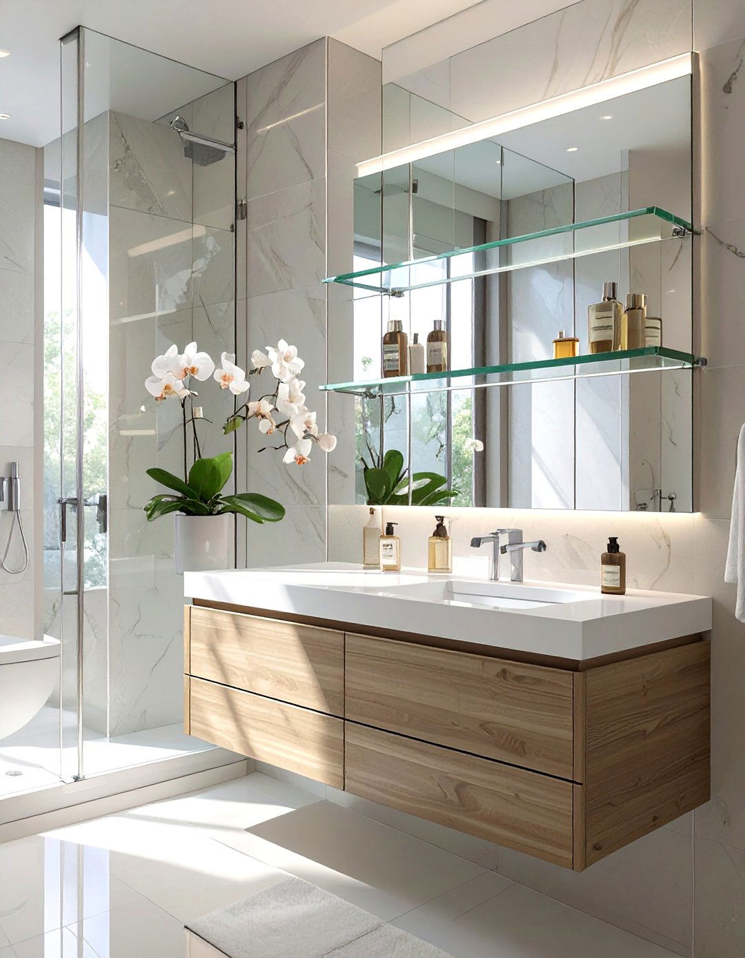 Minimalist Glass Bathroom Shelves - 30 bathroom shelving ideas