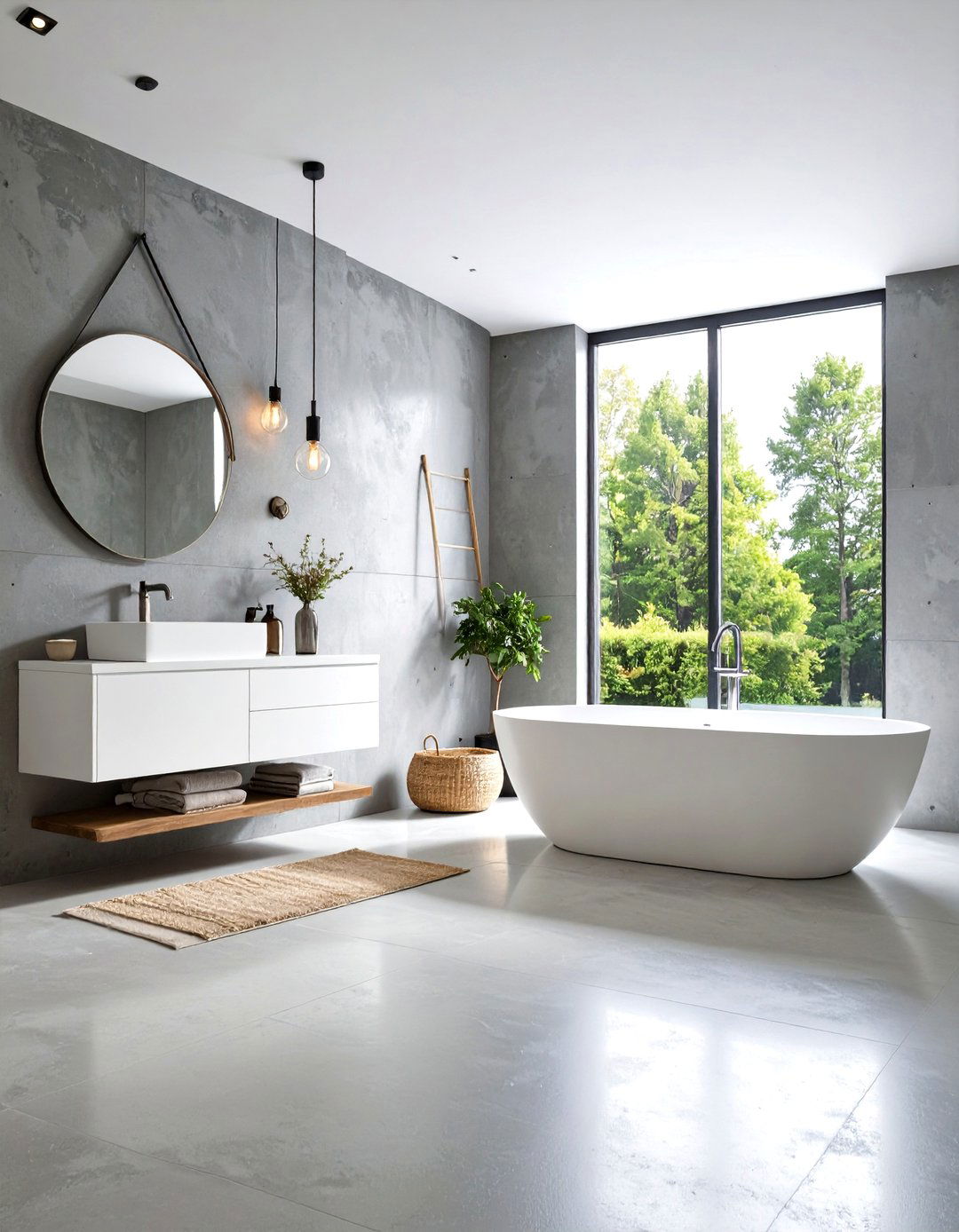 Minimalist Gray Concrete Bathroom - 30 gray and white bathroom ideas